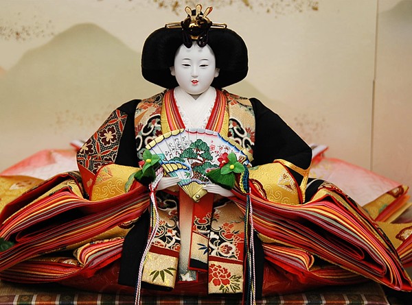 雛人形】京十一番 菱に花文様 親王飾り〈望月龍翠作〉[243-185
