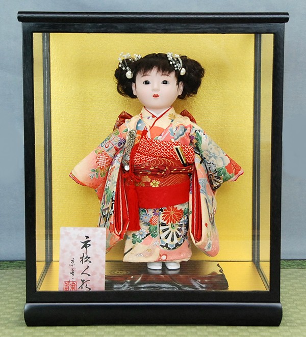 ☆美品☆市松人形 京甫作 8号 嵯峨 （木製ガラスケース入り）-eastgate.mk